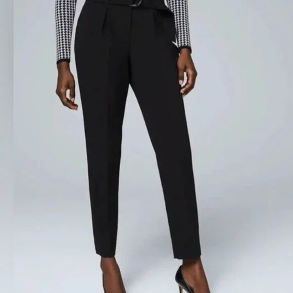 NWT WHBM High Waist Tapered Ankle Black Pants - Size 4 P - Picture 1 of 10